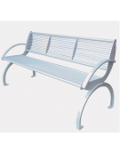 Panchina con schienale e braccioli. Realizzata in acciaio inox. Da tassellare - cm 169,6x59x83h