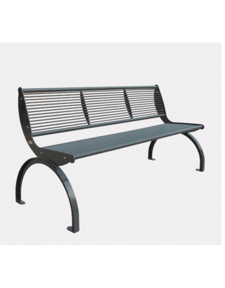 Panchina con schienale realizzata in acciaio zincato verniciato - Da tassellare - cm 169,6x63,8x83h