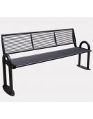 Panchina con schienale, realizzata in acciaio zincato e verniciato. Supporti in tubolare - cm 178,6x56x81,8h