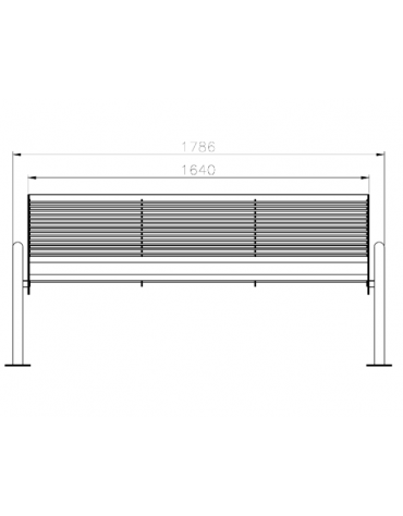 Panchina con schienale, realizzata in acciaio zincato e verniciato. Con supporti in tubolare - cm 178,6x56,4x82,4h