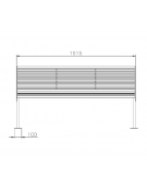 Panchina con schienale in acciaio zincato e verniciato. Supporti per il fissaggio al suolo con tasselli - cm 161,5x57x84,8h
