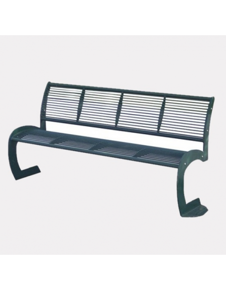 Panchina interamente in acciaio con schienale, seduta formata da trafilati di acciaio e 2 tubolari - cm 162,1x57,3x83,6