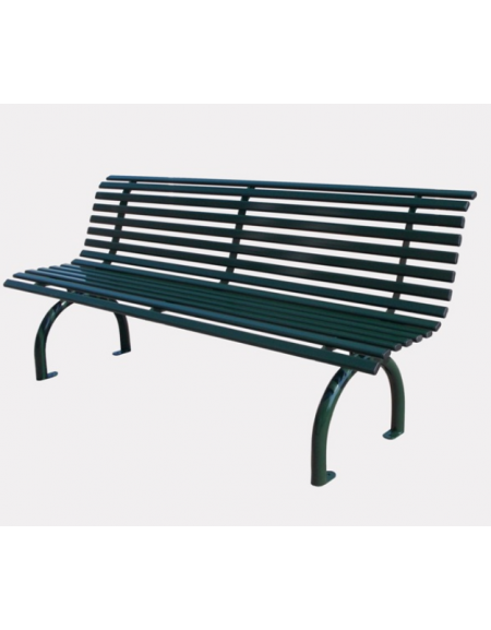 Panchina con schienale realizzata interamente in acciaio zincato e verniciato - cm 200x61,1x86,5h