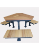 Set composto da un tavolo e tre panchine piane in acciaio zincato e verniciato con legno di pino - cm 226,2x80h