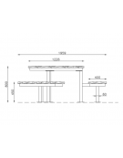 Set composto da un tavolo e tre panchine piane in acciaio zincato e verniciato con legno di pregio - cm 226,2x80h