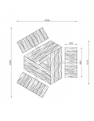Set composto da un tavolo e tre panchine piane in acciaio zincato e verniciato con legno di pregio - cm 226,2x80h