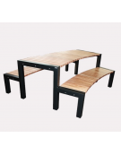 Set pic-nic con doghe in legno di pino, struttura portante in acciaio - cm 234,3x80h