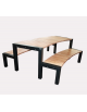 Set pic-nic con doghe in legno di pregio, struttura portante in acciaio - cm 234,3x175x45h