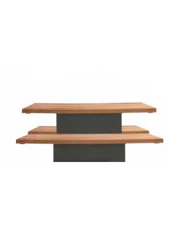 Set composto da un tavolo e due panchine piane in acciaio zincato e verniciato con legno di pregio - cm 230x55x45h