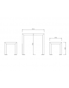 Set composta da tavolo + 2 panchine piane, in acciaio zincato e verniciato, seduta e piano in legno di pino - cm 180x78h
