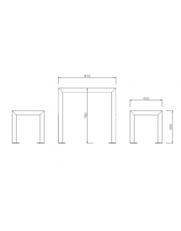 Set composta da tavolo + 2 panchine, in acciaio zincato e verniciato, seduta e piano in legno di pino - cm 1800x171,4x78h