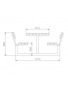 Set composta da tavolo + 2 panchine con schienale, inlegno di pino, struttura in acciaio zincato e verniciato - cm 200x88,4h