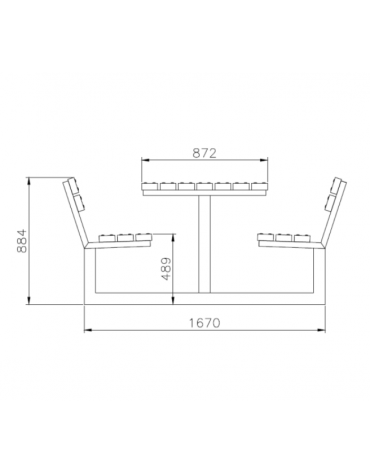 Set composta da tavolo + 2 panchine con schienale, inlegno di pino, struttura in acciaio zincato e verniciato - cm 200x88,4h