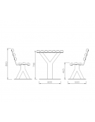 Set composta da tavolo + 2 panchine con schienale in legno di pino, struttura in acciaio zincato e verniciato - cm 200x86h