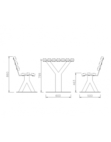 Set composta da tavolo + 2 panchine con schienale in legno di pino, struttura in acciaio zincato e verniciato - cm 200x86h