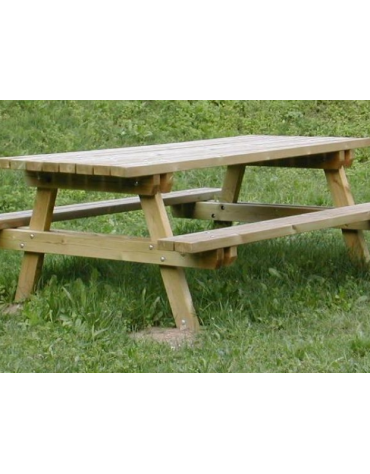 Set tavolo e 2 panche per pic-nic in legno di conifera nordica impregnata in autoclave - cm 195x74,2h