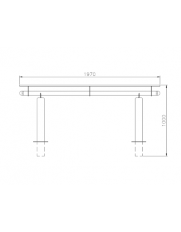 Set composta da tavolo + 2 panchine con schienale, struttura in acciaio zincato e verniciato - cm 197x80h