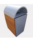 Cestino portarifiuti in acciaio zincato e verniciato con legno di pregio. Completo di contenitore interno - cm 58,7x62,5x111,4h