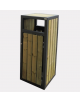 Cestino portarifiuti di forma quadra realizzato in acciaio zincato e verniciato, con doghe in legno, senza porta - cm 55x55x130h