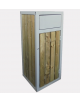 Cestino portarifiuti di forma quadra con porta, in acciaio zincato e verniciato ricoperto da doghe in legno - cm 55x55x130h