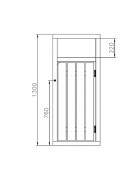 Cestino di forma quadra con porta, realizzato in acciaio zincato e verniciato ricoperto da doghe in legno - cm 55x55x130h