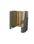 Cestino portarifiuti senza coperchio con listelli in legno di pino e fianchi in cemento cm 73x53,3x75h