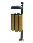 Cestino a forma cilindrica con doghe in legno di pino e coperchio, da inghisare - cm 39x53,2x117,5h