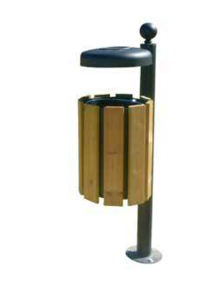 Cestino a forma cilindrica con doghe in legno di pino e coperchio, da inghisare - cm 39x53,2x117,5h