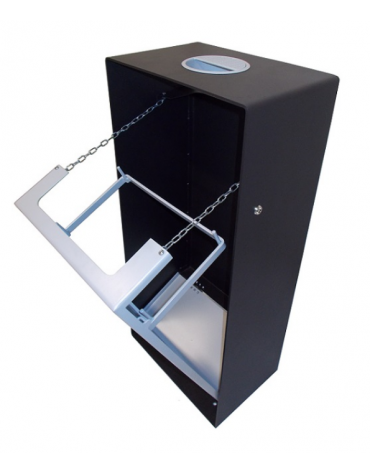 Cestino portarifiuti rettangolare con spegnisigarette in acciaio zincato e verniciato di vari colori-Capacità Lt 90-cm 45x29x100