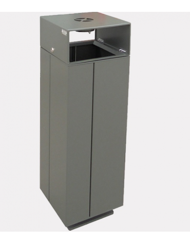 Cestino portarifiuti di forma quadra interamente in lamiera zincata  - cm 31,5x31,5x96,7h