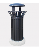 Cestino portarifiuti di forma cilindrica in acciaio zincato e verniciato, base in cemento - cm Ø57x114,5h