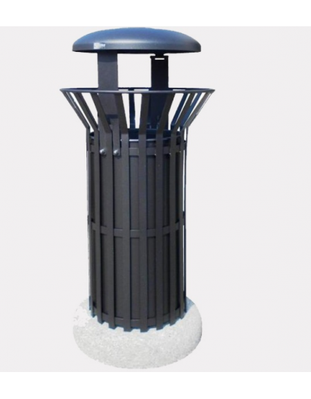 Cestino portarifiuti di forma cilindrica in acciaio zincato e verniciato, base in cemento - cm Ø57x114,5h