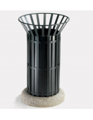 Cestino portarifiuti di forma cilindrica realizzato in acciaio zincato e verniciato. Con base in cemento - cm Ø57x94,5h