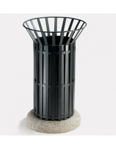Cestino portarifiuti di forma cilindrica realizzato in acciaio zincato e verniciato. Con base in cemento - cm Ø57xØ50x94,5h