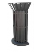 Cestino portarifiuti di forma cilindrica a fissaggio a muro, in acciaio zincato e verniciato - cm Ø57x29x89,6h