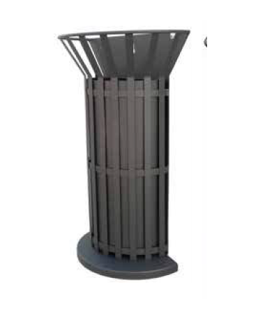 Cestino portarifiuti di forma cilindrica a fissaggio a muro, in acciaio zincato e verniciato - cm Ø57x29x89,6h