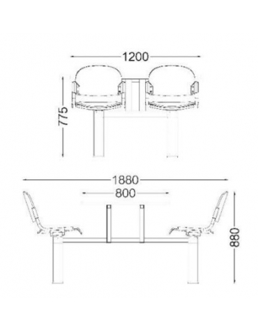 TAVOLO MENSA CON 4 SEDUTE FISSE IN POLIPROPILENE - DIMENSIONI PIANO CM 120X80