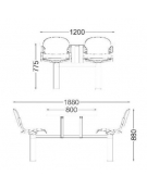 TAVOLO MENSA CON 4 SEDUTE FISSE IN POLIPROPILENE - DIMENSIONI PIANO CM 120X80