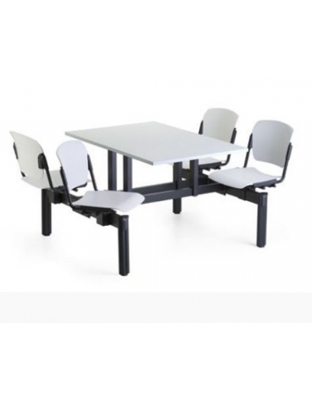 TAVOLO MENSA CON 4 SEDUTE FISSE IN POLIPROPILENE - DIMENSIONI PIANO CM 120X80