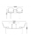 TAVOLO MENSA CON 4 SEDUTE FISSE IN LAMIERA TRAFORATA SATINATA  - DIMENSIONI PIANO CM 120X80