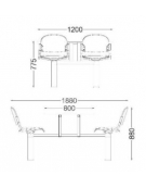 TAVOLO MENSA CON 4 SEDUTE FISSE IN FAGGIO  - DIMENSIONI PIANO CM 120X80