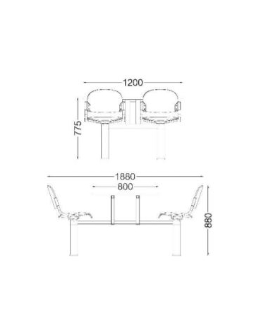TAVOLO MENSA CON 4 SEDUTE FISSE IN FAGGIO  - DIMENSIONI PIANO CM 120X80