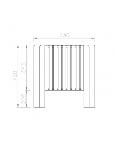 Cestino portarifiuti senza coperchio in acciaio con fianchi in cemento - cm 73x54x75h