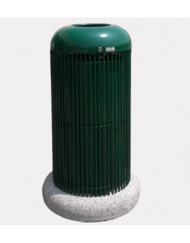 Cestino di forma cilindrica in acciaio zincato e verniciato, con base in cemento - cm Ø 40x89,3h