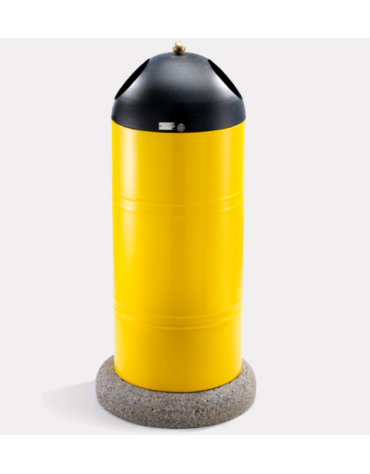 Cestino di forma cilindrica in acciaio zincato e verniciato, Con base in cemento - cm Ø 40x109h