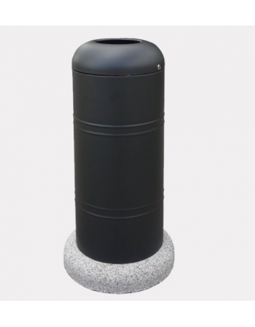 Cestino di forma cilindrica in acciaio zincato e verniciato, Con base in cemento - cm Ø 40x101,6h
