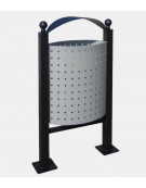 Cestino portarifiuti da inghisare di forma ellittica in acciaio zincato e verniciato - cm 60x27x130,1h