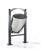 Cestino portarifiuti da inghisare di forma ellittica in acciaio zincato e verniciato - cm 60x27x130,1h