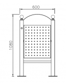 Cestino portarifiuti da tassellare di forma ellittica in acciaio zincato e verniciato cm 60x27x107,6h