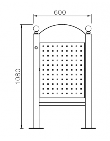 Cestino portarifiuti da inghisare di forma ellittica in acciaio inox - cm 60x27x107,6h